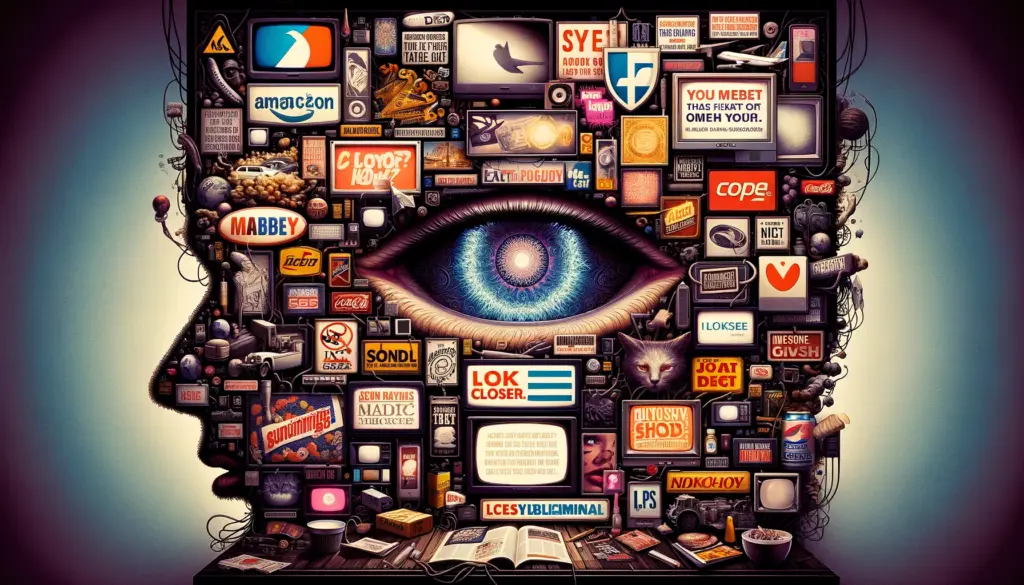 "Subliminal Advertising" hidden within everyday media, revealing covert influences on consumer behavior.