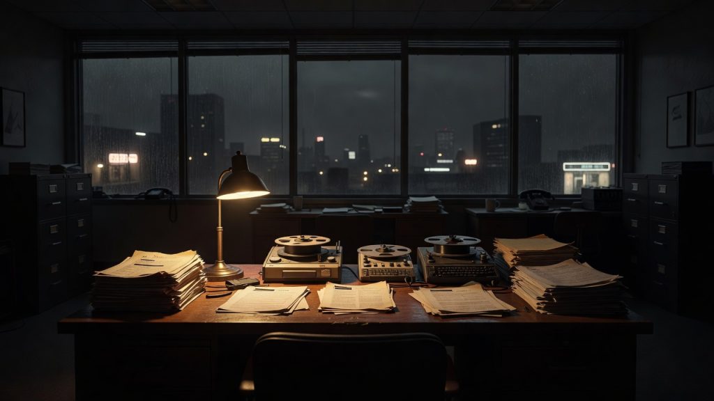 Investigative newsroom scene for Gary Webb CIA-crack allegations — ConspiracyRealist.com