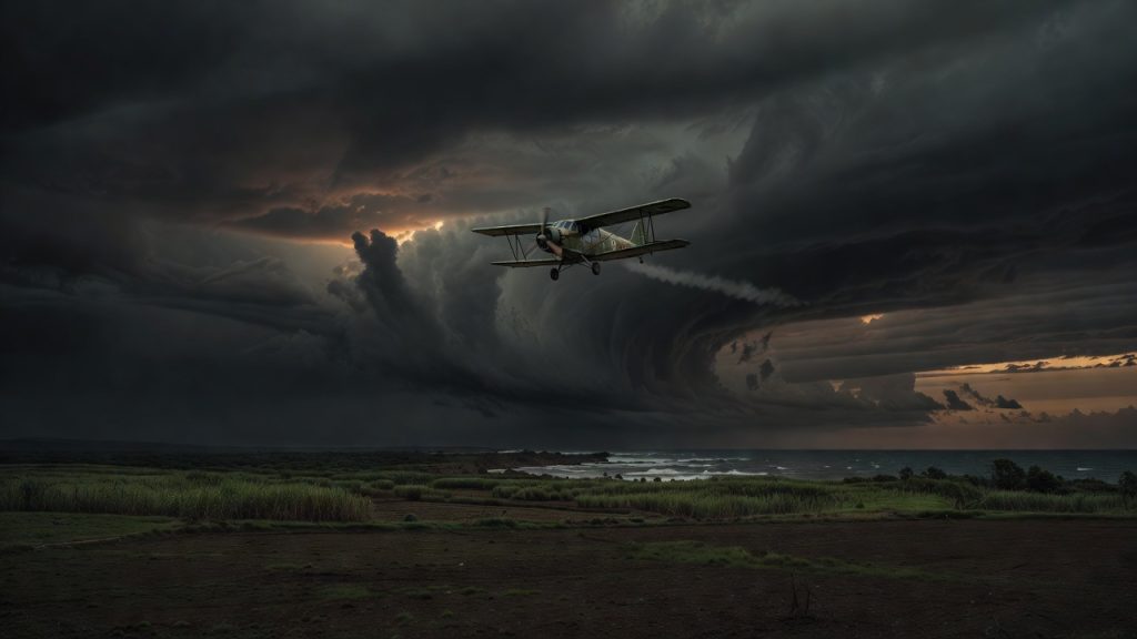 Agricultural aircraft over dark Cuban coastline for Cuba 1997 BWC complaint — ConspiracyRealist.com
