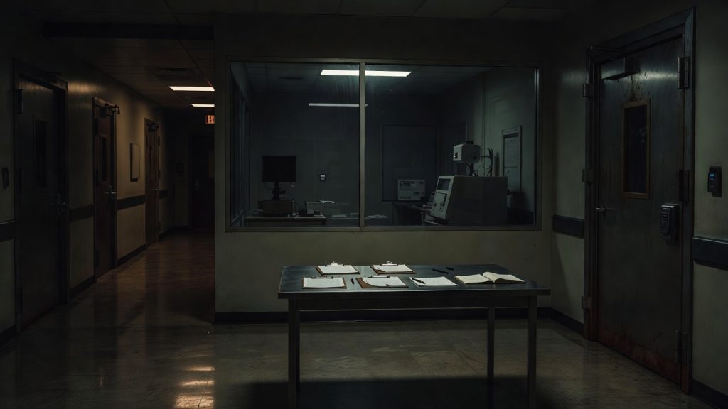 High-security biolab corridor representing BWC managed access inspections — ConspiracyRealist.com