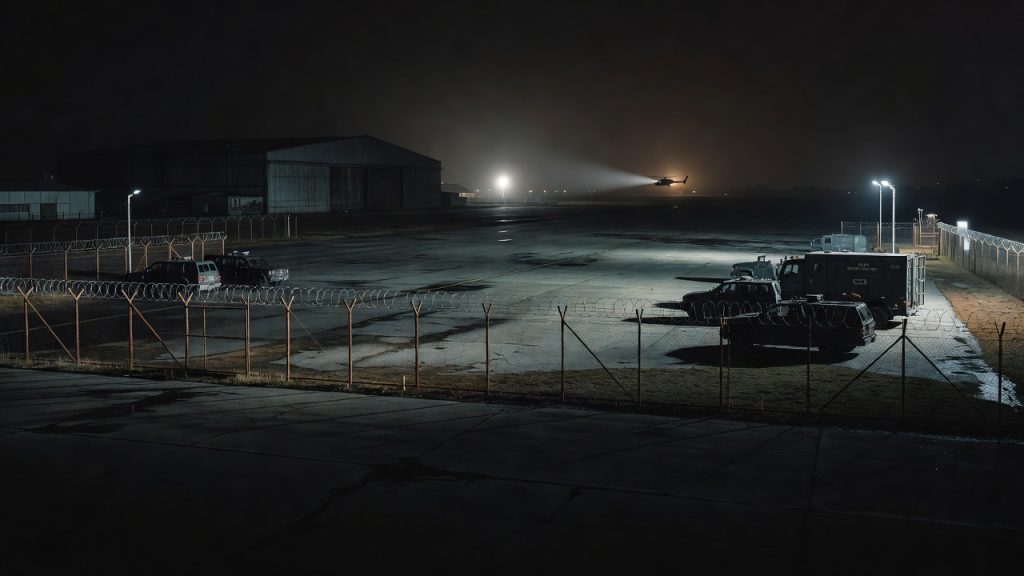 OPCW challenge inspection drill at a dark military airbase perimeter in Germany — ConspiracyRealist.com