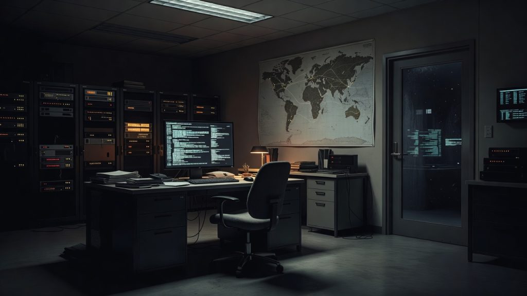 Secure research terminal illustrating intangible technology transfer — ConspiracyRealist.com