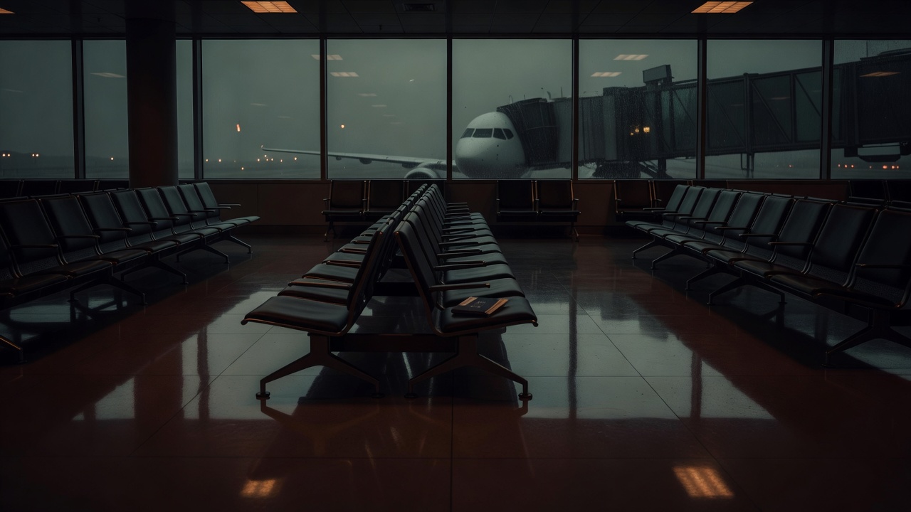 Empty international departure gate symbolizing the 2007 EU-US PNR Agreement — ConspiracyRealist.com