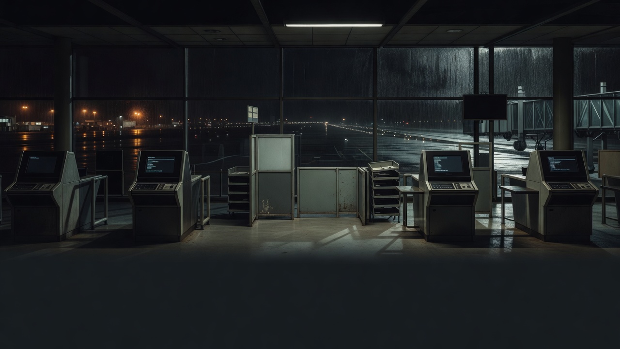 Empty international airport gate reflecting 2011 EU-US PNR agreement surveillance — ConspiracyRealist.com