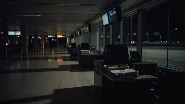 Night airport gate symbolizing the 30-day PNR deletion promise — ConspiracyRealist.com