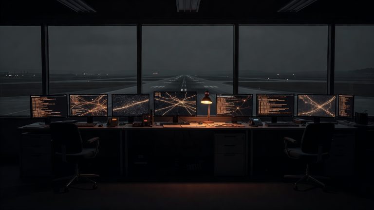 Dark airport surveillance terminal symbolizing ATS daily alert sensitive PNR oversight — ConspiracyRealist.com