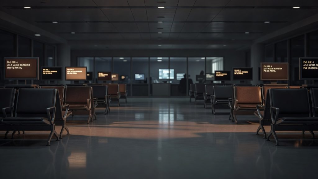Airport screening corridor representing ATS-P user roles and PNR visibility — ConspiracyRealist.com