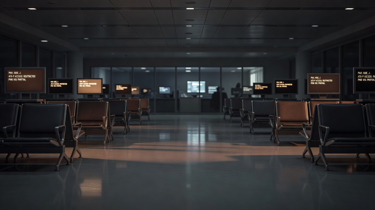 Airport screening corridor representing ATS-P user roles and PNR visibility — ConspiracyRealist.com