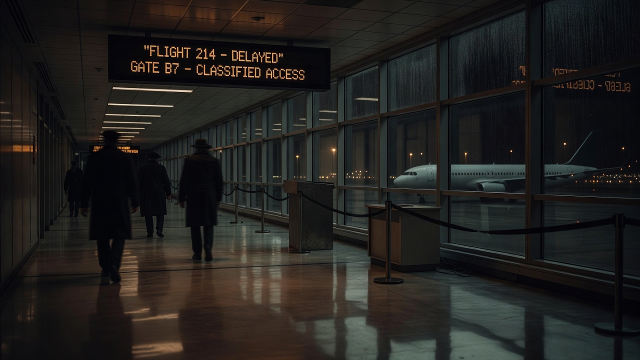 Dark airport gate scene representing the Joint Security Program — ConspiracyRealist.com
