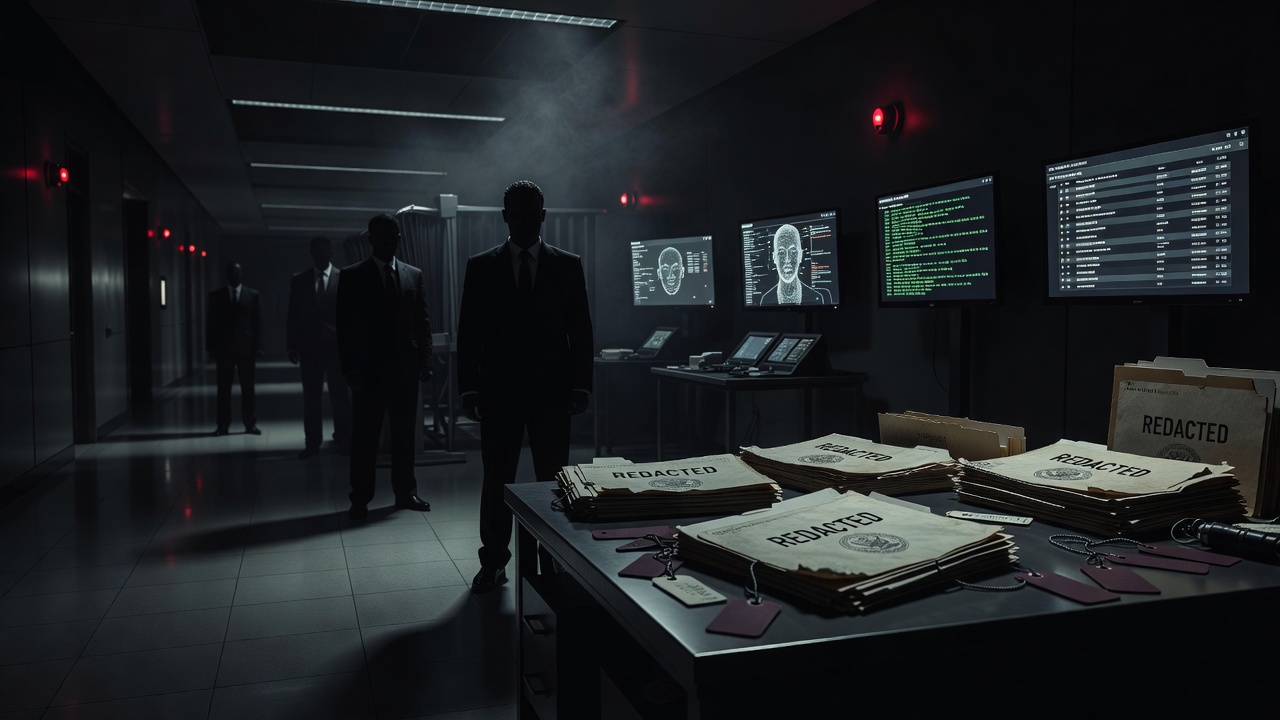 Dark airport surveillance corridor symbolizing a passenger intelligence machine — ConspiracyRealist.com