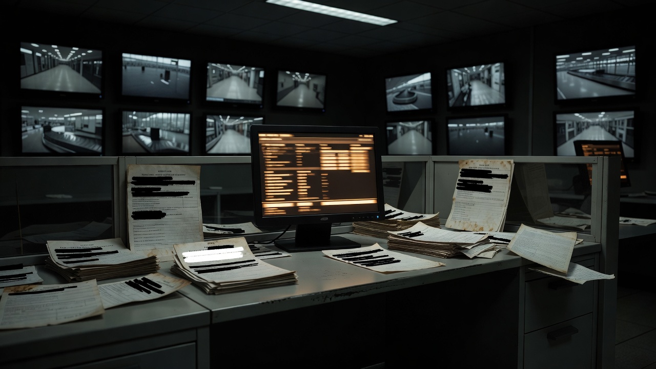 Airport screening workstation representing PNR sensitive data filters — ConspiracyRealist.com