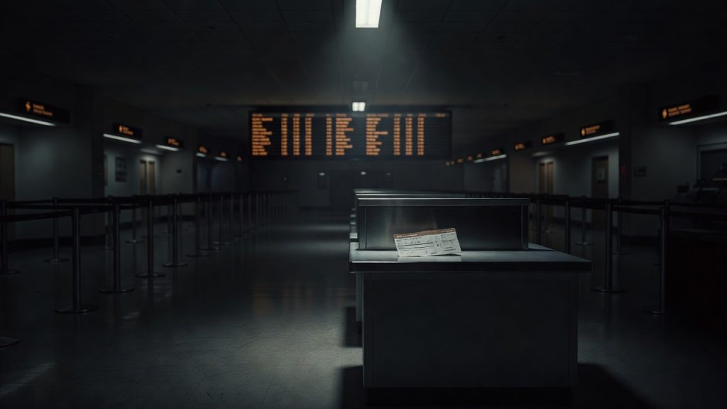 Late-night airport terminal representing Secure Flight Cleared List screening — ConspiracyRealist.com