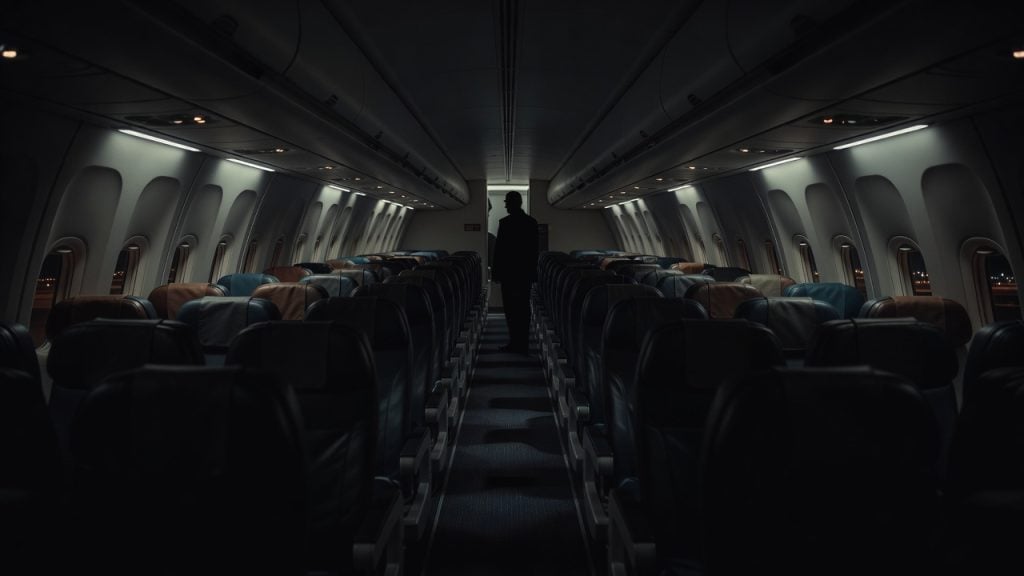 Shadowed aircraft cabin representing Special Mission Coverage Quiet Skies surveillance — ConspiracyRealist.com